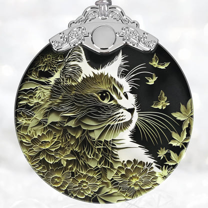 Stained Glass Cat Christmas Ornament - Clearance Xmas Gift for Cat Lovers