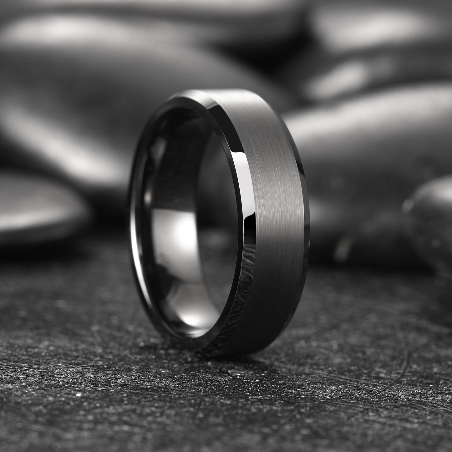King Will 7mm Tungsten Carbide Ring for Men, Gunmetal Matte & Polished Comfort Fit ，Size 13