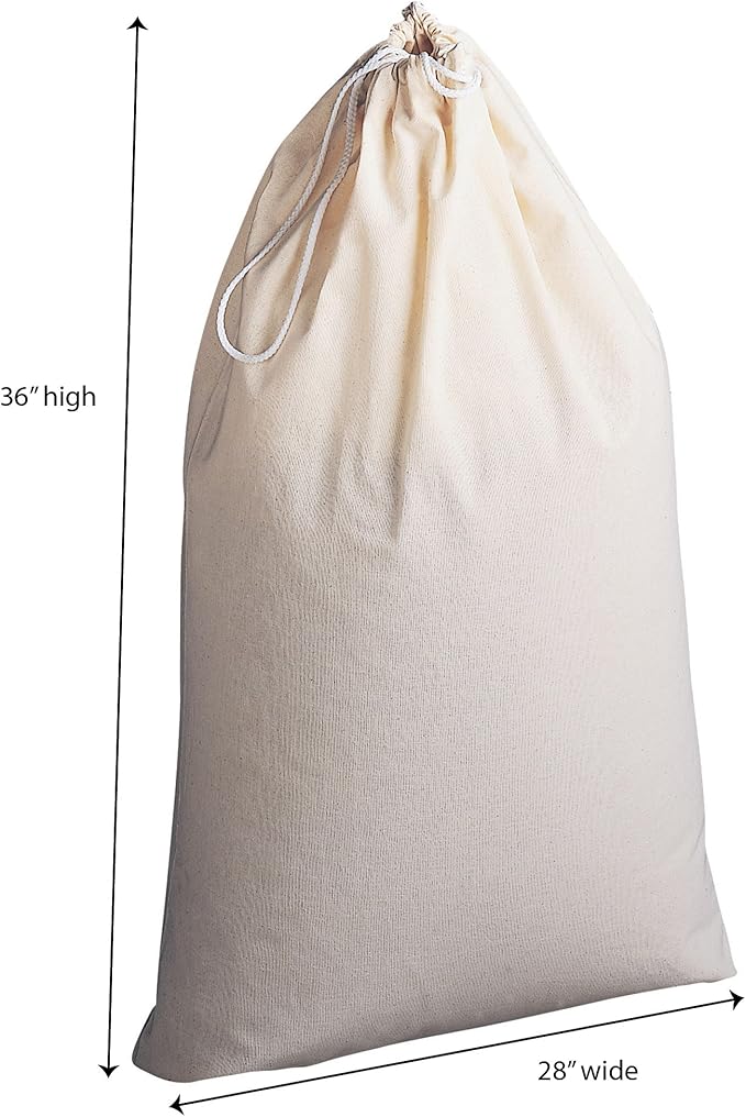 Household Essentials Cotton Laundry Bag, 100% Cotton, Drawstring Top