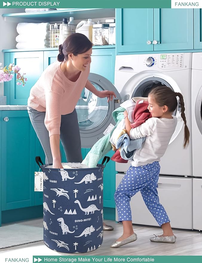 FANKANG Storage Basket, Nursery Hamper Canvas Laundry Basket Foldable