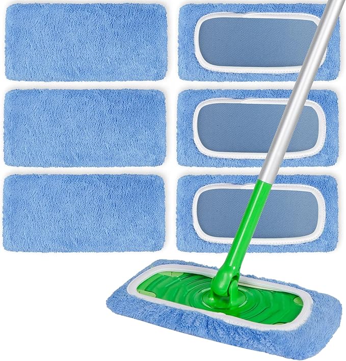 6 Pack Reusable Microfiber Mop Pads Compatible