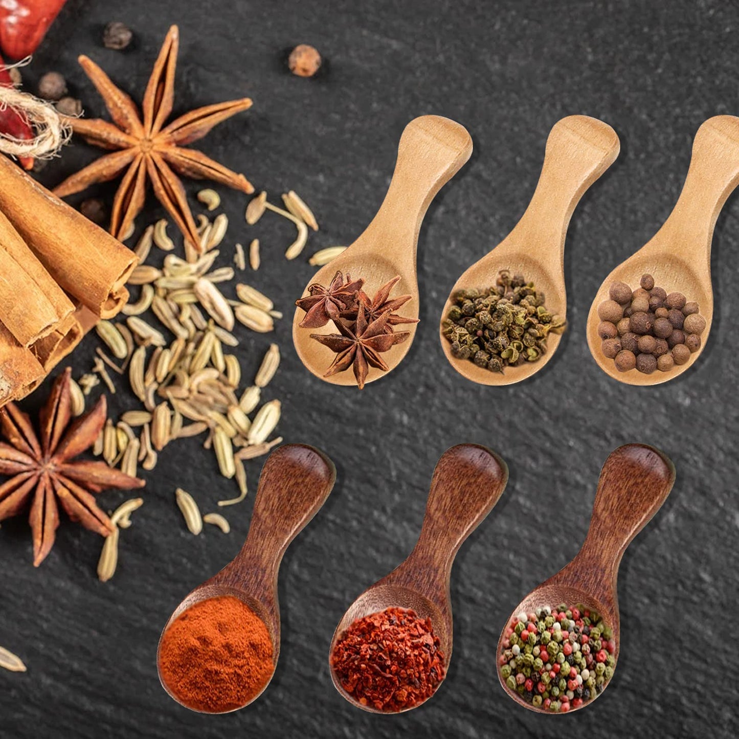 12 Pieces Small Wooden Spoon, SourceTon 3.35 Inches Salt Spoon Honey Coffee Tea Sugar Salt Jam Mustard Ice Cream Milk Powder Spoons