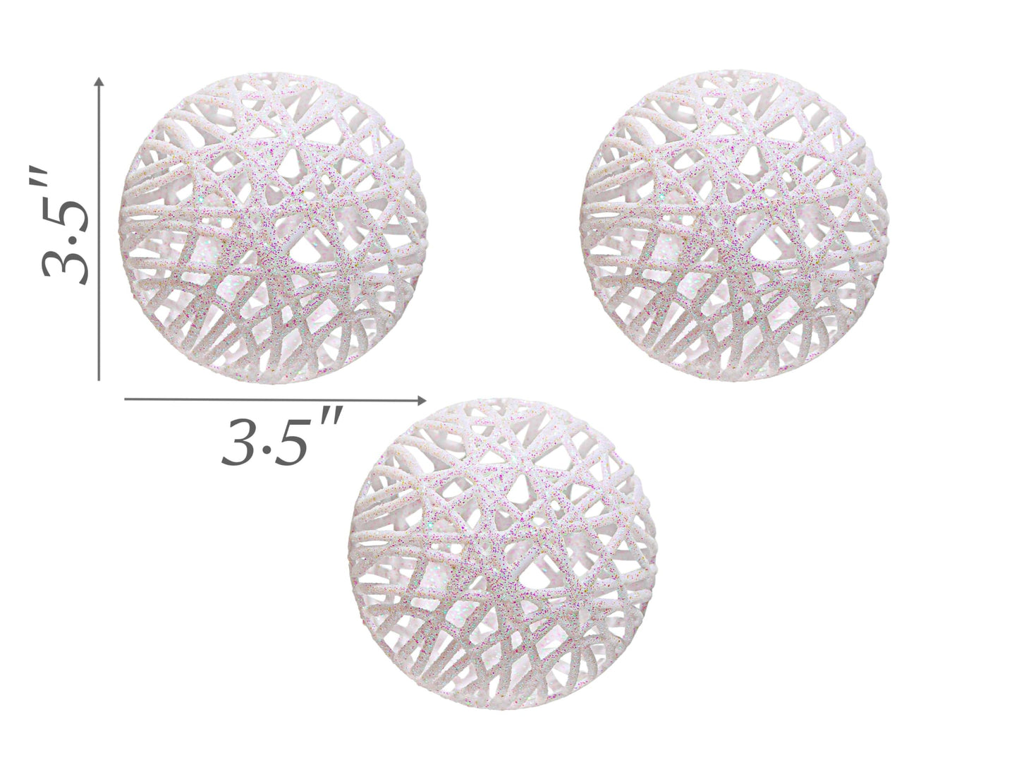 Christmas Traditions 4 inch Glittered Iridescnet White Rattan Ball Ornaments Hanging Tree Decorations (Set of 6) (Iridscent White), Large