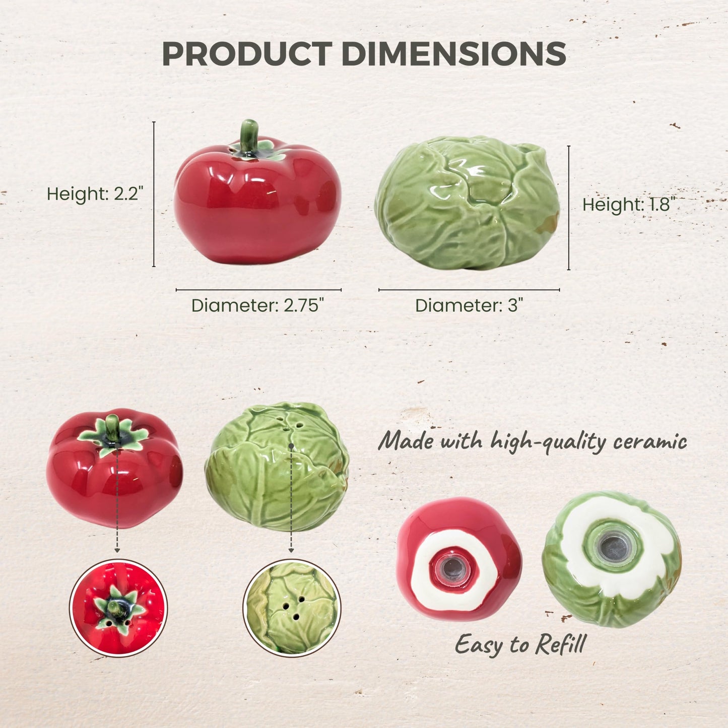Tomato and Cabbage Salt and Pepper Shaker Set