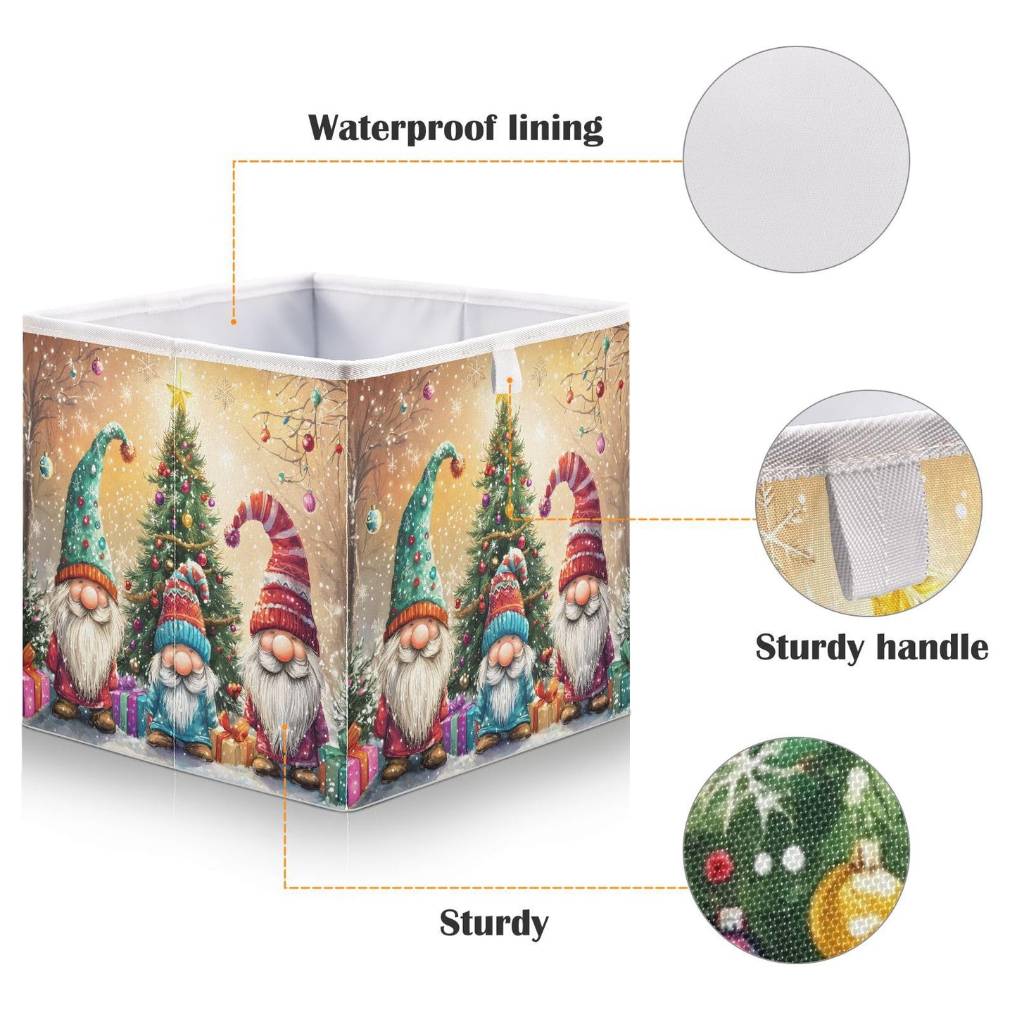 senya Large Storage Bins Gnomes Hats Christmas Collapsible Foldable Storage Cubes Fabric Basket Closet Organizer Containers Box for Home Bedroom Office 15.7 x 10.6 x 6.9in
