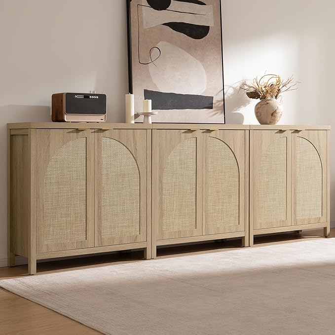 SICOTAS Rattan Sideboard Buffet Cabinet