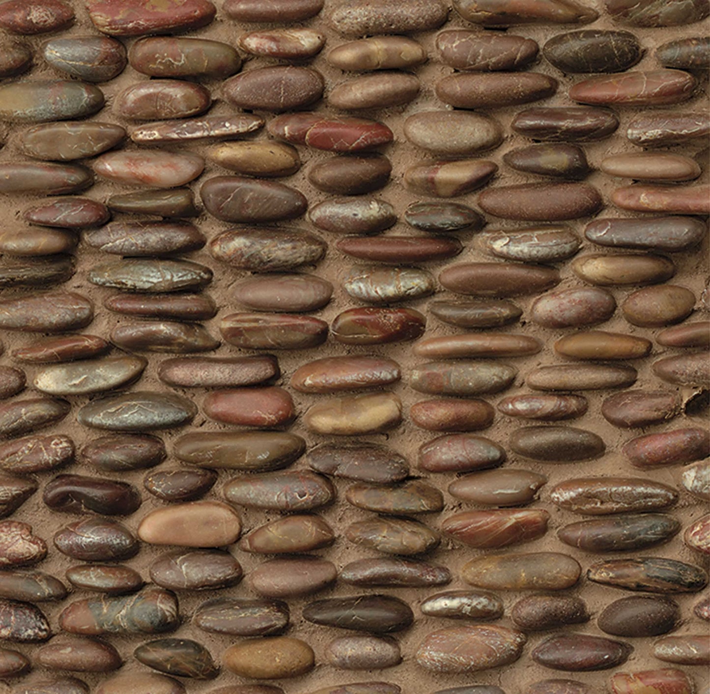 Bedrosians Hemisphere Polished Stacked Pebble Mosaic 12" x 12", Henna Red (6-Pack, 6 SF)