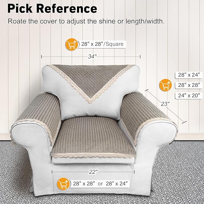 Velvet Couch Arm Cover, Non-Slip Lace Armrest & Backrest Covers, Slipcovers