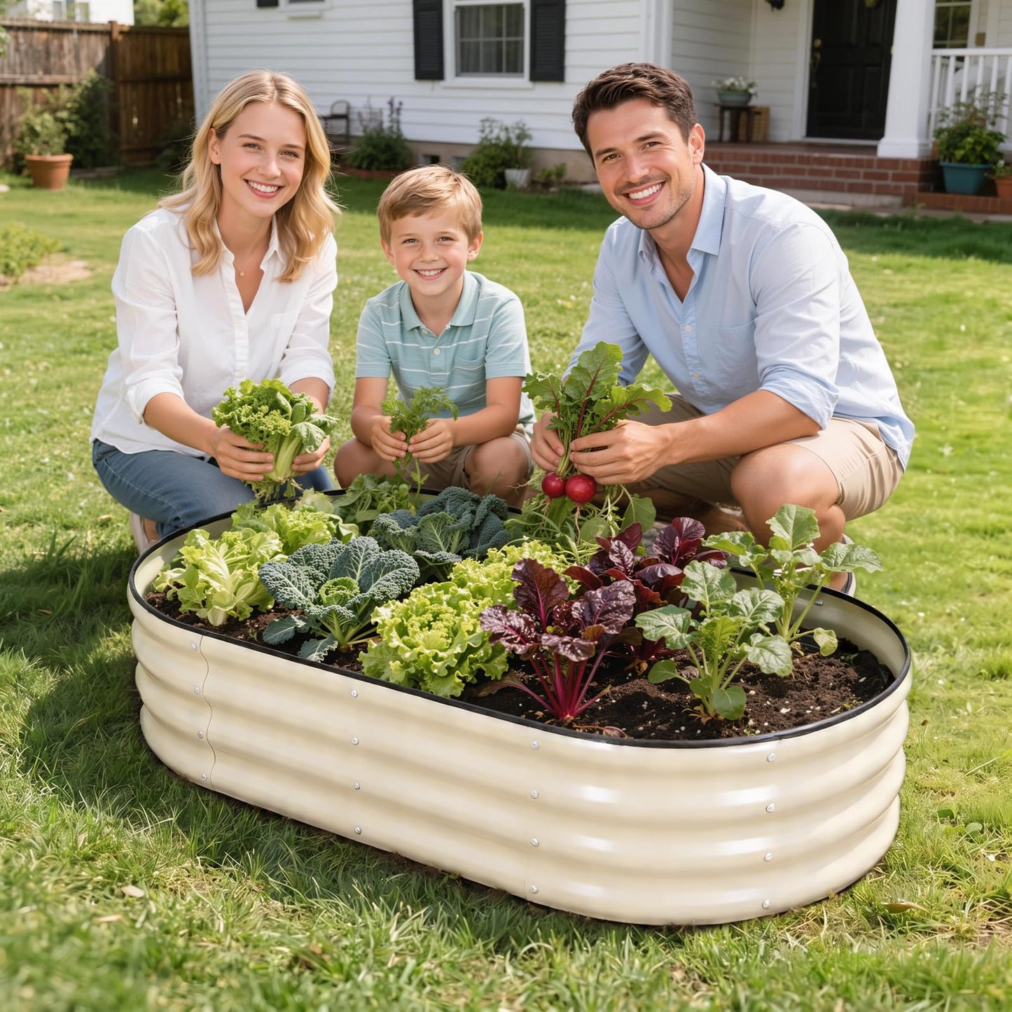 Galvanized Raised Garden Bed- Planter Garden Boxes Outdoor, Raised Beds for Gardening, 4x2x1ft Metal Garden Bed Kit for Vegetables Flower, Planter Raised Bed with Protective Tape & Tools.White-4pack
