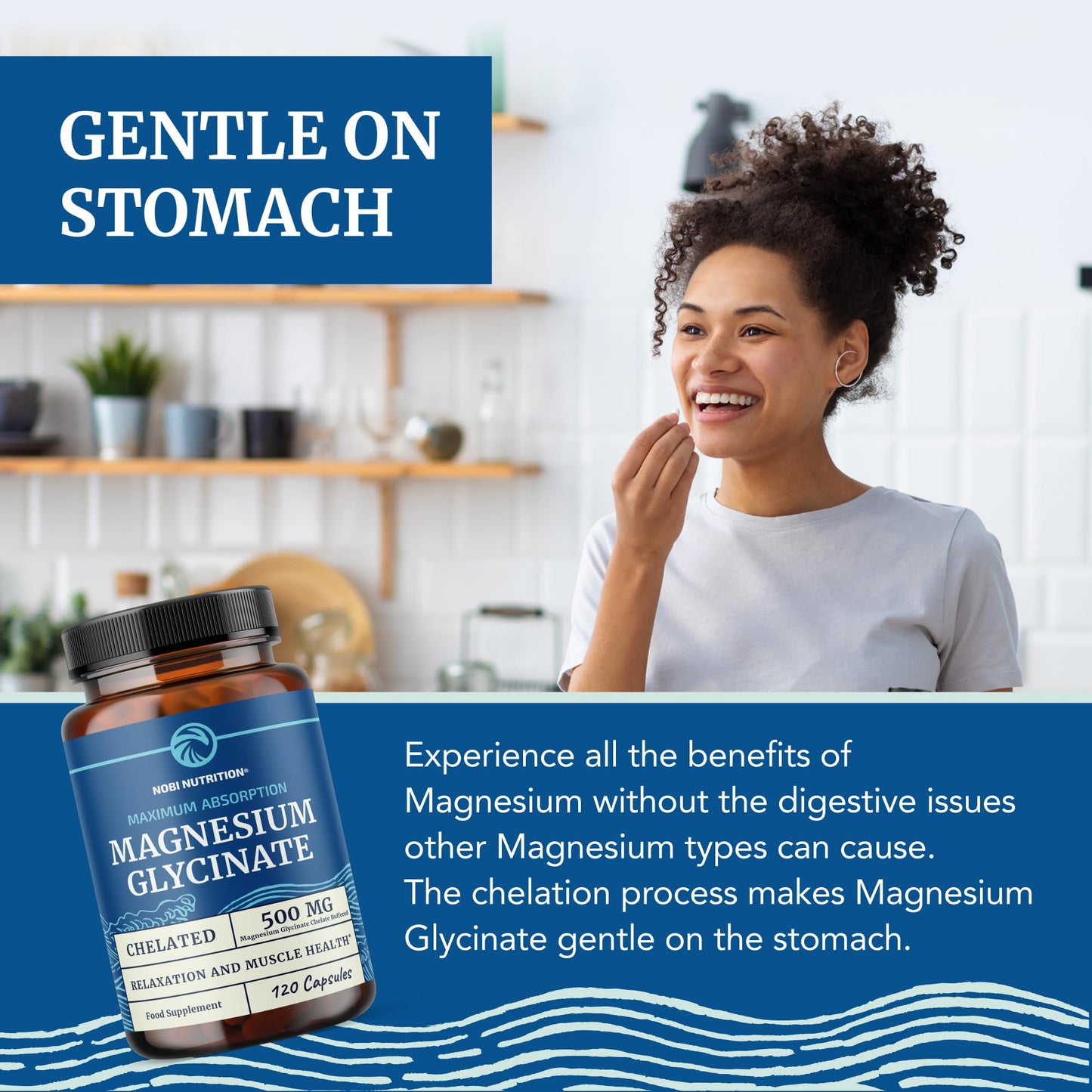 Magnesium Glycinate 500mg | Chelated for High Absorption | Muscle Relaxation, Bones, Heart, Nerve, Rest & Calm Support for Women & Men | Magnesium Chelate Supplement & Bisglycinate Complex | 120ct