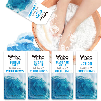 Pedicure Kit Foot Soak Set: Bubble Salt, Sugar Scrub, Massage Mask, Massage Lotion in a Box, 4 Step Foot Spa Kit for Dry Feet,Tired Feet（3 Set Tropical Fruit)