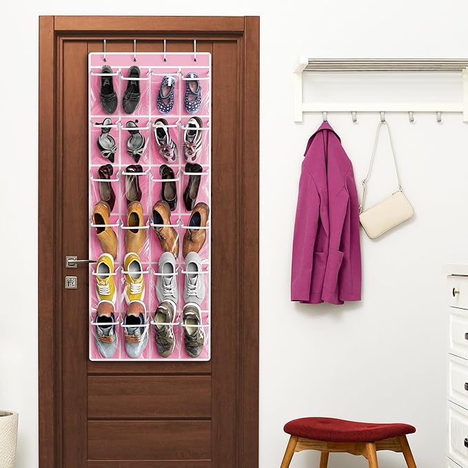 Simple Houseware 24 Pockets Large Clear Pockets Over The Door Hanging Shoe