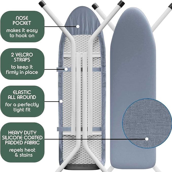 Hearth & Harbor Ironing Board Cover and Pad 15x54 Full Size, Thick Heavy Duty