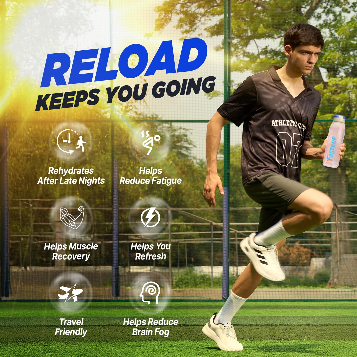 Fast&Up Reload Electrolyte Tablets, 80 Effervescent Tablets, Lemon & Lime Flavour, Rapid Hydration & Energy, with Vitamin C & B12, Vegan