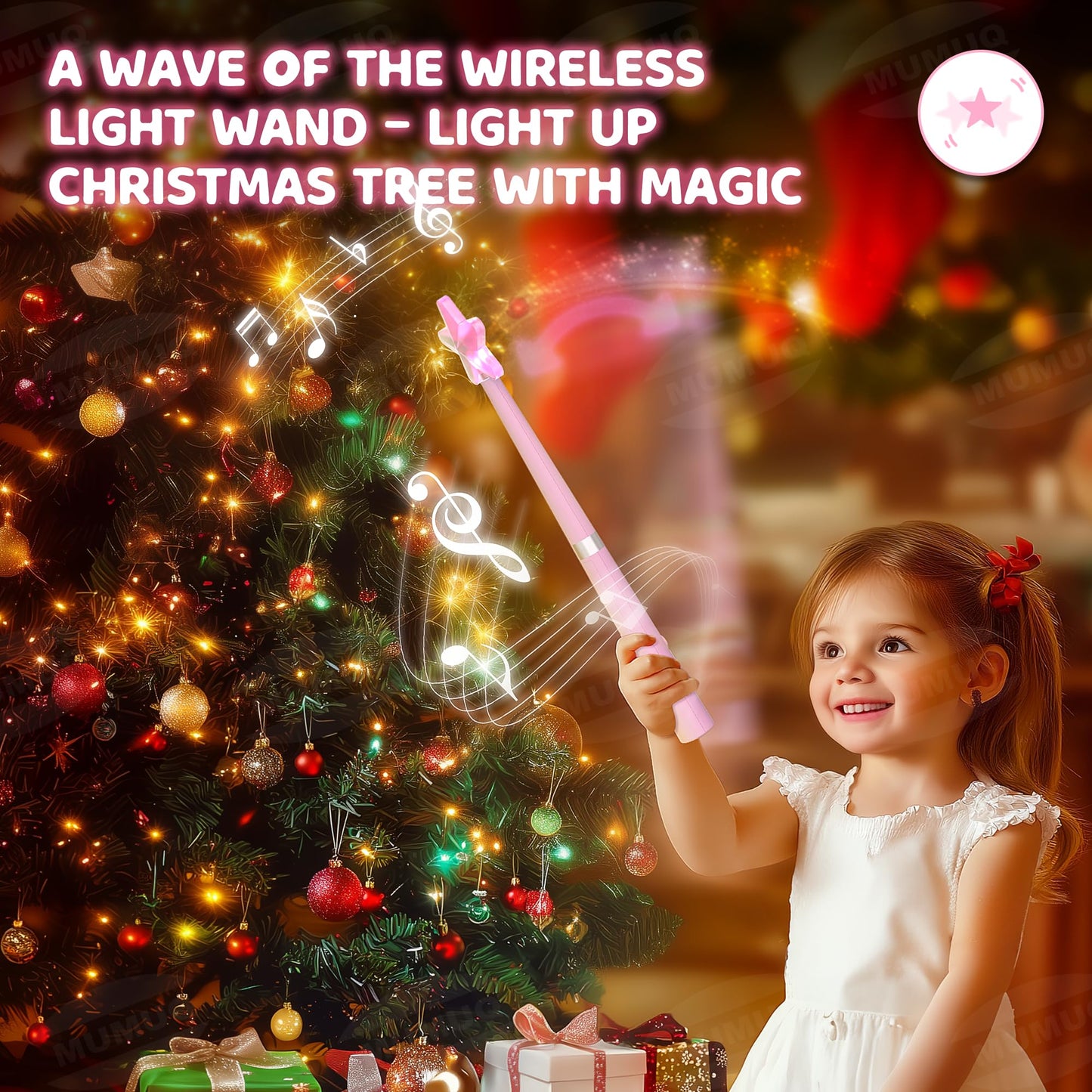 Christmas Wand Remote Control Outlet Kit with Music Surprised, Magic Light Wand for Christmas Tree Lights Smart Outlet for Home Decor Lights Kids Xmas Gift, Remote Light Switch with 100 Ft Range, Pink