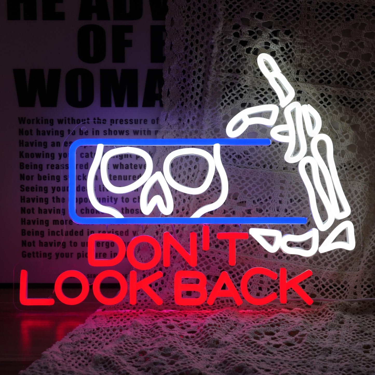 LISIGNVE Skull Neon Sign Red Don’t Look Back Led Light Up Sign Horror Halloween Neon Light for Party Spooky House Creepy Room Chamber of Secrets Wall Decor