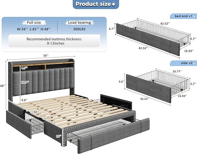 EnHomee Full Size Bed Frame