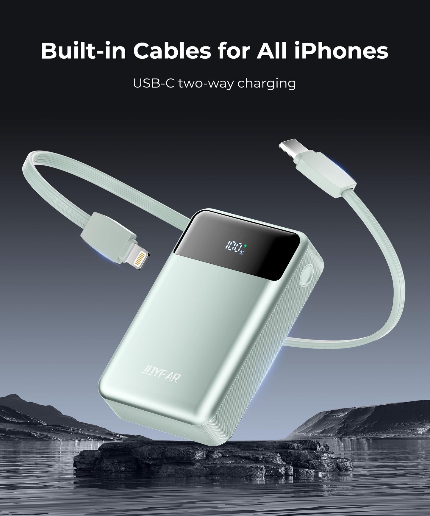 Portable-Charger-Power-Bank Travel Essentials Battery Pack USB C 30000mAh Built in Cable 22.5W Phone Fast Charging Powerbank Compatible with iPhone 16 15 14 13 12 11 iPad Samsung Google Xiaomi