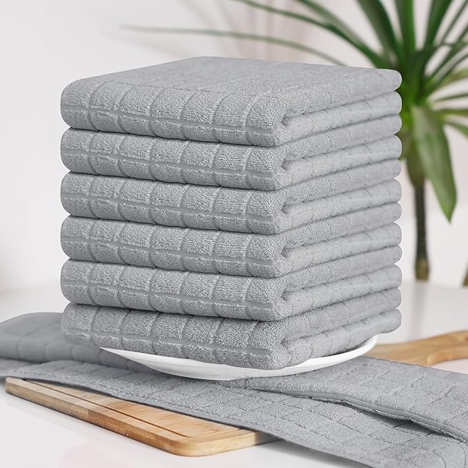 Homaxy Premium Cotton Kitchen Towels 16"x 28", Large Natural Ring Spun 390 GSM