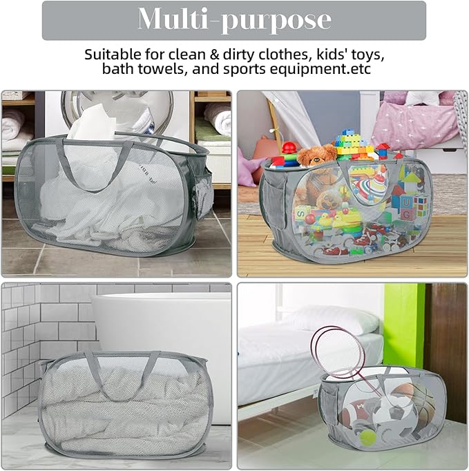 3 Pack Collapsible Laundry Baskets, Foldable Laundry Basket