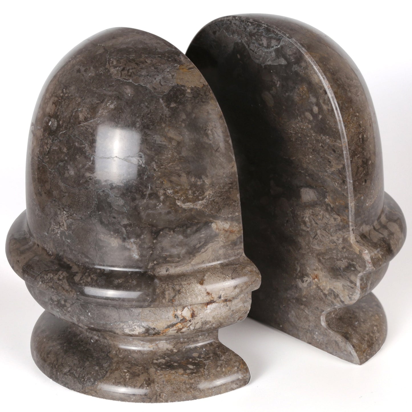 Creative Home Dome-Shaped Solid Marble Bookends – Heavy-Duty Book Ends for Shelves, Home Décor, Office and Classical Interiors, Modern Charcoal Marble Living Room Décor, Set of 2