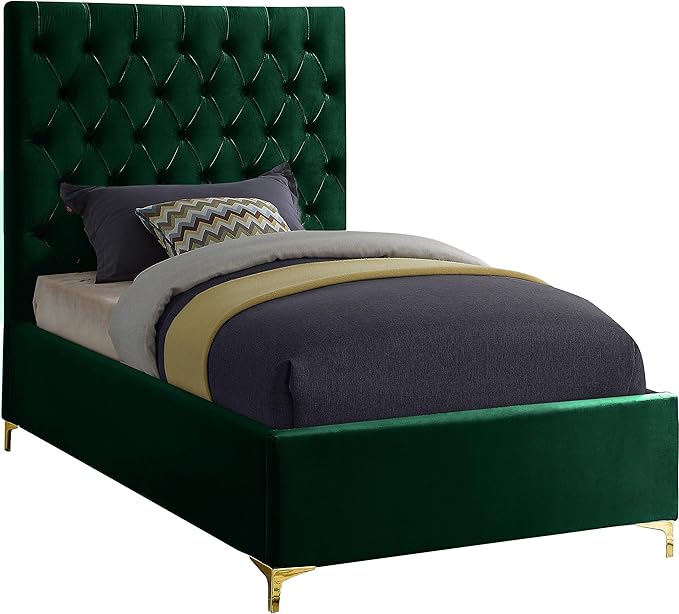 Meridian Furniture Cruz Collection Modern | Contemporary Velvet Upholstered Bed