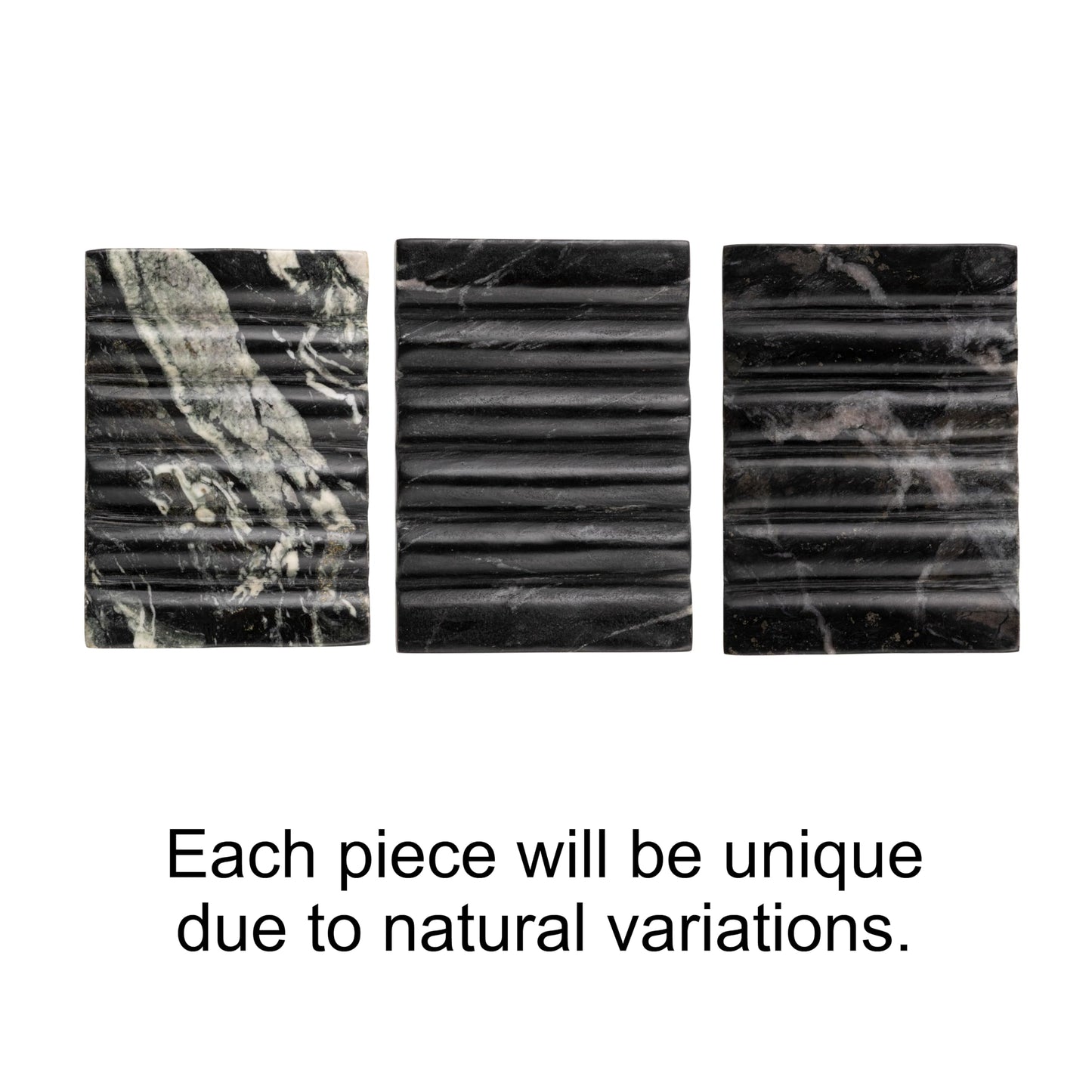 Creative Co-Op Mélange Marble Soap Dish, Black and Beige