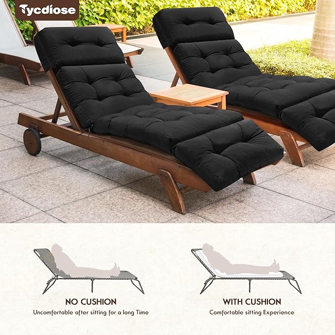 Outdoor Chaise Lounge Chair Cushion Replacement 74.4 x 22 x 4.7 Inches Memory