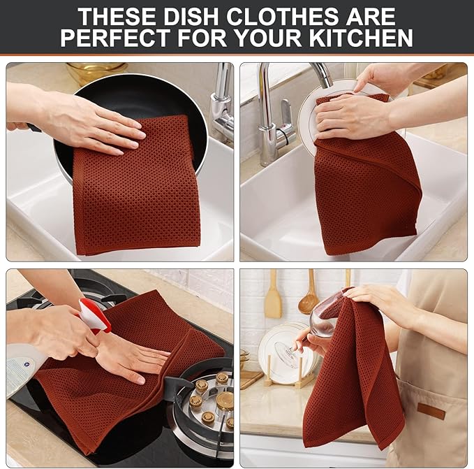 Kitinjoy 100% Cotton Waffle Weave Kitchen Hand Towels