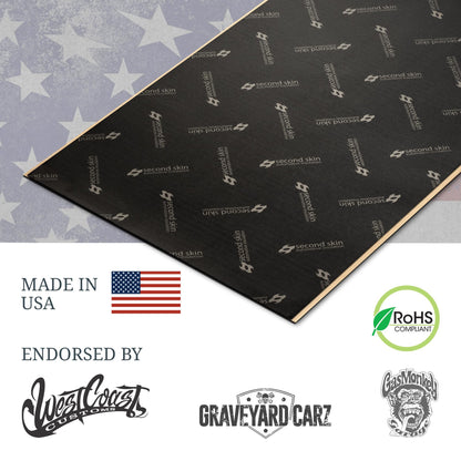 Second Skin Damplifier Pro Butyl Rubber Sound Deadening Mat (2mm) - 12” x 10” CLD Tiles for Car Sound Deadening (15 Sq Ft, 18 Tiles) - Made in USA