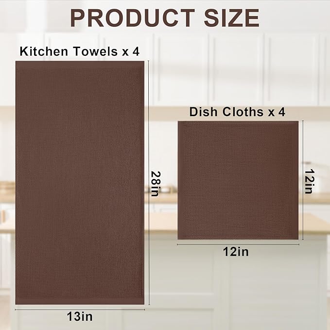 Homaxy 100% Cotton Kitchen Towels and Dishcloths Set