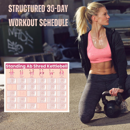 Auroscent 30-Day Standing Ab Kettlebell Workout Plan – Core Training Program, Exercise Charts, No Floor Ab Routine for Home Gym, Step-by-Step Guides + Workout Schedule