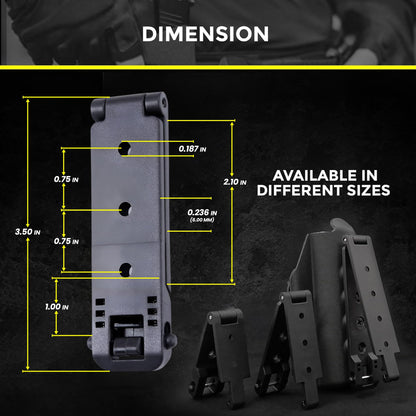 HolsterBuilder Molle Attachment – Quick Locking Belt Clip with Mounting Hardware for Holsters, Mag Pouches, Knife Sheaths, Vests – Available in Size (1", 2", 3", 5") & Pack (2 & 4) – 2 inch 2 Pack