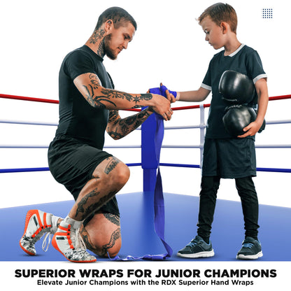 RDX Boxing Wraps Kids 2.5M Inner Gloves, Elasticated Thumb Loop Bandages, Junior Under Mitts Hand Fist Protector Wrist Support Straps, Muay Thai MMA Kickboxing Martial Arts