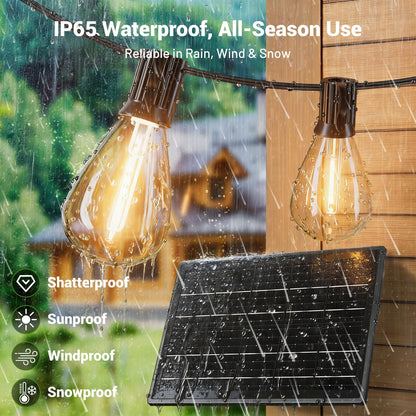 Amzrap 200FT Solar String Lights Outdoor Waterproof 72+2 LED Bulbs, Solar Powered with Remote & USB Port, 3 Light Modes Dimmable Patio Lights for Large Backyard, Garden, Party