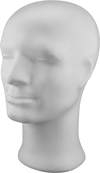 MCE-Commerce Polystyrene Head Man, Height 300 mm, (PS), White, 300 x 210 x 170 mm
