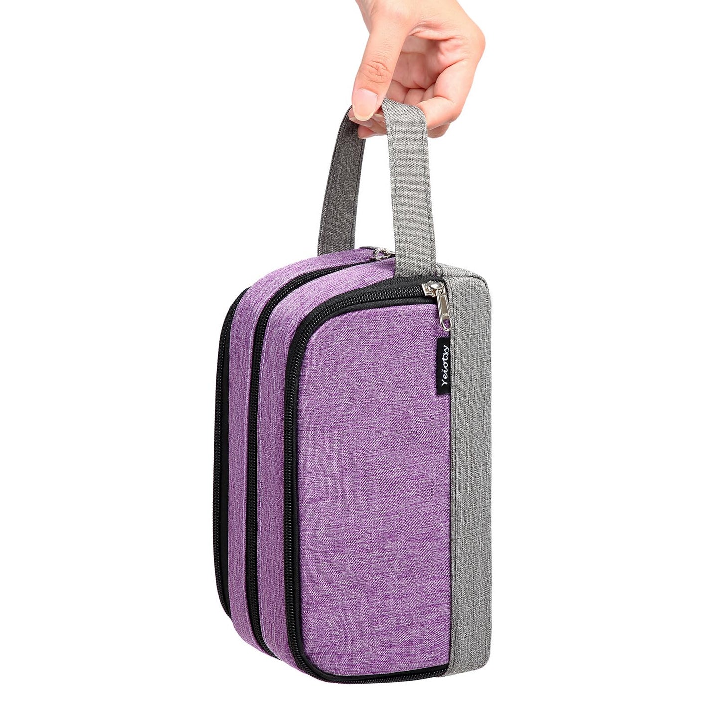 Yeiotsy Men's Travel Toiletry Bag – Color Clash Dopp Kit with Mesh Pockets, Durable Shaving Organizer for Gym, Camping & Weekend Trips (Purple)