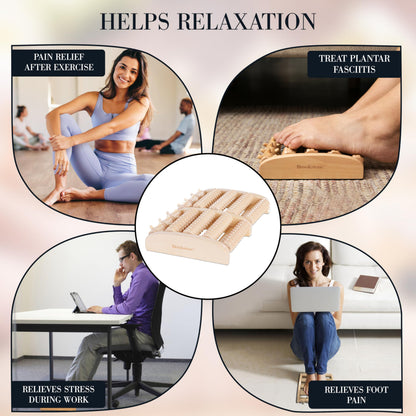 Brookstone Foot Roller Massager for Plantar Fasciitis Relief - Wooden Massage Roller for Foot Health - Stimulate Reflexes & Relieve Stress - Ideal Gift for Mom, Dad, Elderly