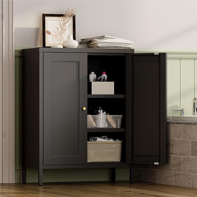 YAUWOH Small Metal Cabinet, Bathroom Storage Cabinet