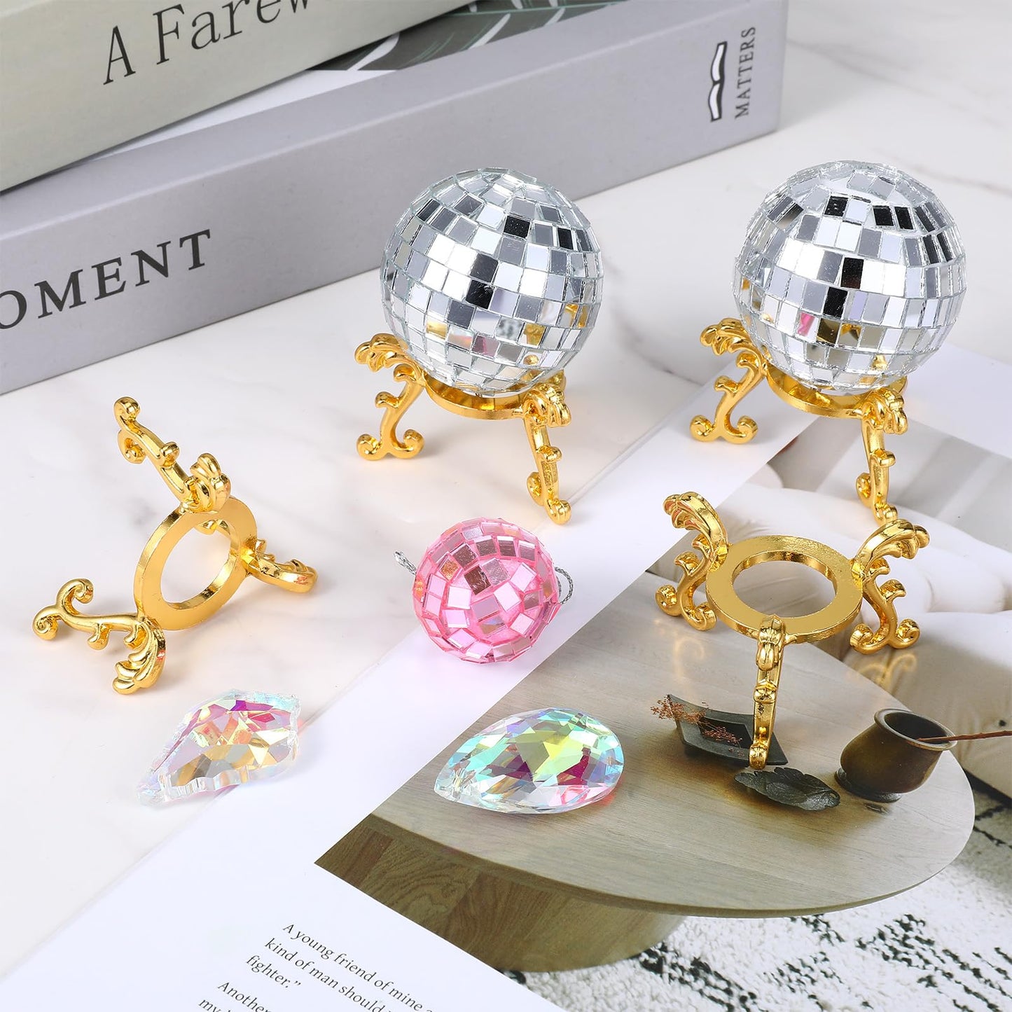 20pcs Gold Crystal Ball Stand Sphere Holder for 40mm-80mm Crystal Balls Sphere Display Holder Easter Egg Display Stand for Home Office Party Decor DIY Art Craft Displaying CrystalsGlass Natural Stone