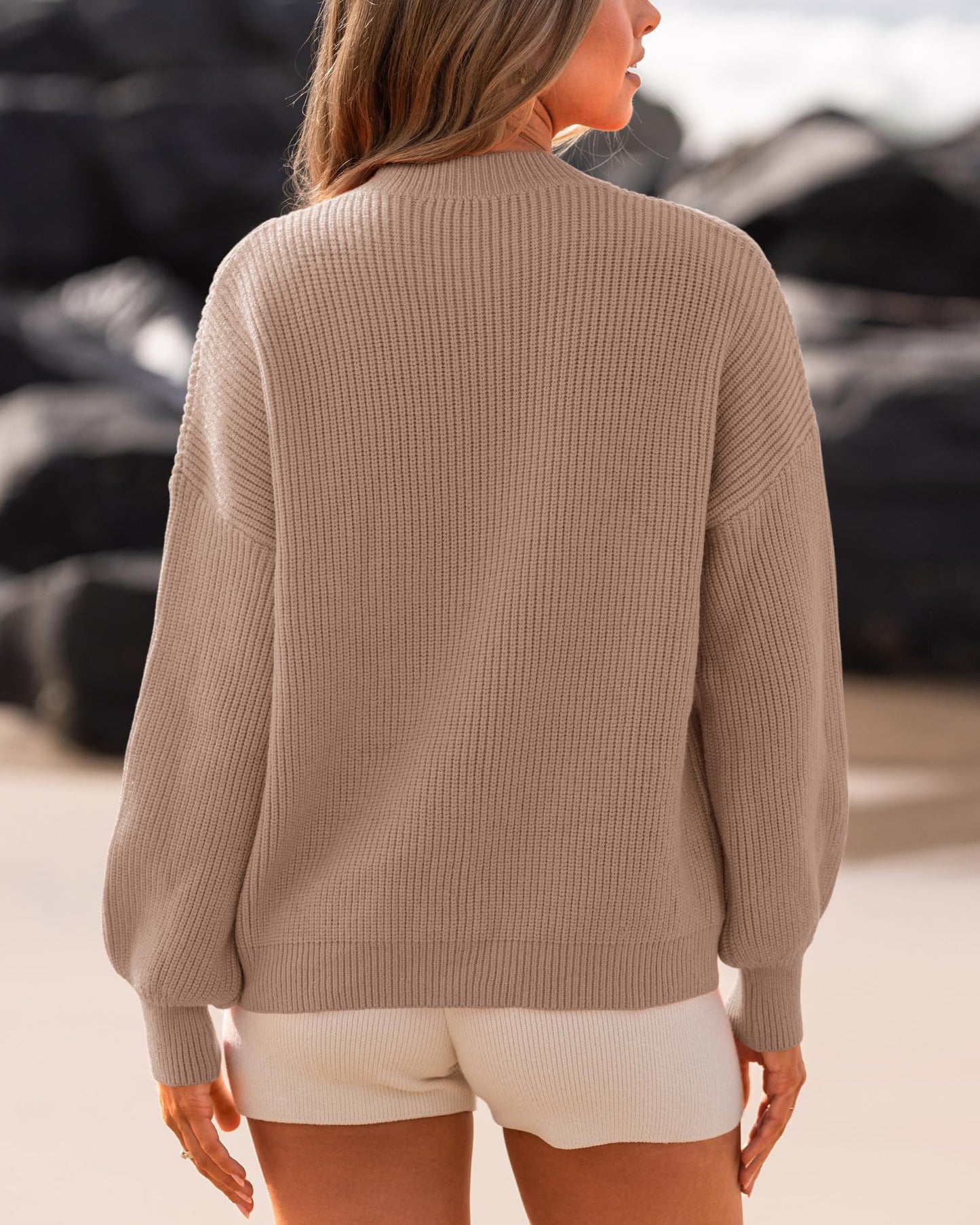 BTFBM Womens Casual Long Sleeve Sweaters Crew Neck Oversized Ribbed Knit Pullover Sweater 2025 Fall Winter Jumper Tops