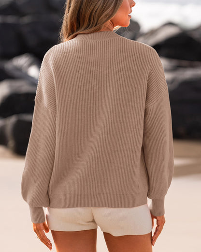 BTFBM Womens Casual Long Sleeve Sweaters Crew Neck Oversized Ribbed Knit Pullover Sweater 2025 Fall Winter Jumper Tops