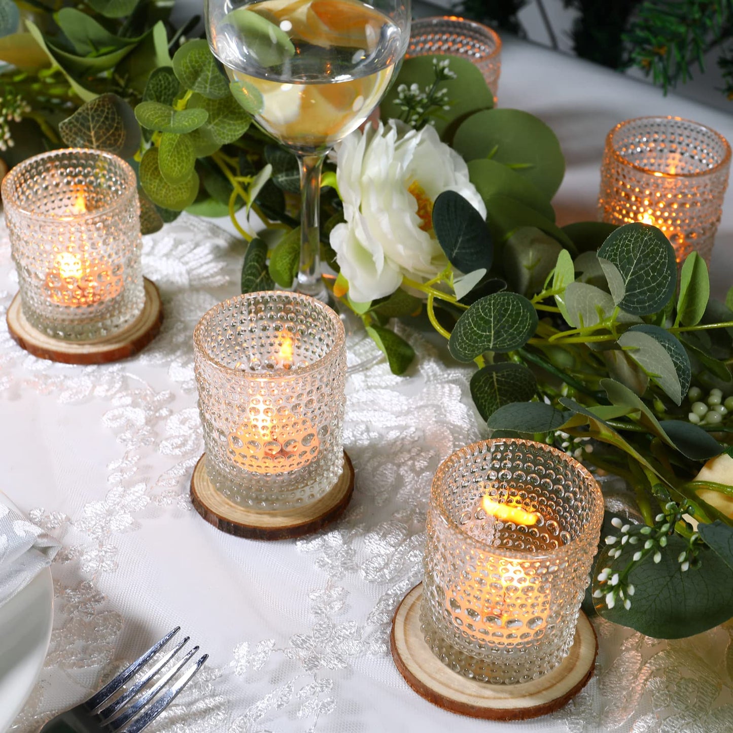24 Pack Votive Candle Holders, Clear Glass Tealight Candle Holders DIY Wax Filling for Wedding, Tea Light Candles Holder for Home Table Decoration