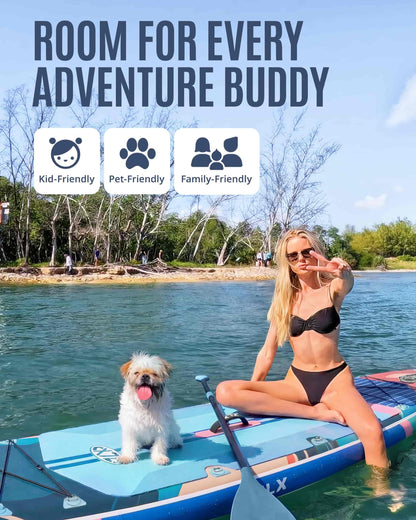 ZLX 11'6"x35" Ultra Wide Inflatable Stand Up Paddle Board | Stable Non-Slip Deck Pad, Unique Fin System, Premium SUP Accessories & Backpack - Upgraded Pump for Adults, All Skill Levels