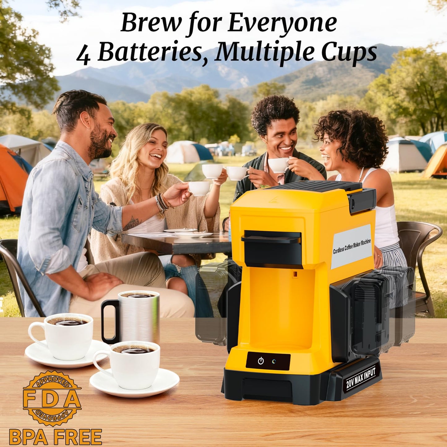Byutrcfuy Cordless Coffee Maker for Dewalt 20V MAX Battery, 3 Brewing Options Drip Coffee Maker with Coffee Grinder, Portable Single Serve Coffee Makers for Camping, Travel, and Jobsite. (Tool Only)