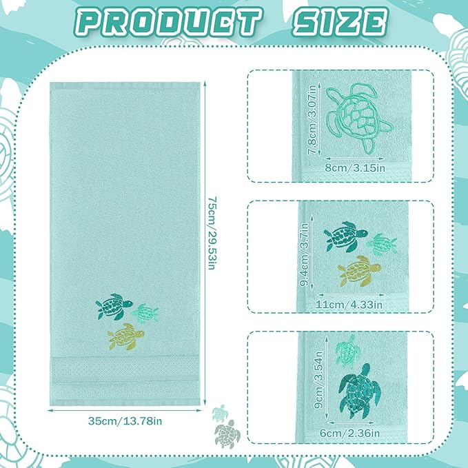 3 Pack Sea Turtle Coastal Hand Towels