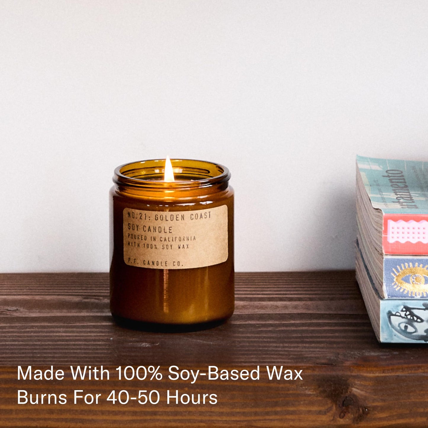 P.F. Candle Co. Golden Coast Classic Standard Scented Soy Wax Candle (7.2 oz) 40-50 Hour Burn Time, Amber Glass Jar, Made in The U.S.A.