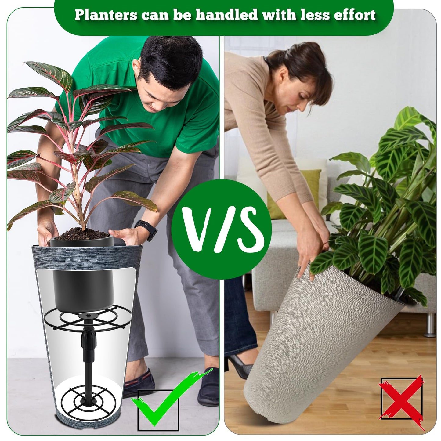 VICAMB 1 Pack Adjustable 6-10.5in Plant Risers for Inside Pots,Metal Planter Lift Inserts Fillers Risers for Tall Square Round Taper Large Pots(5.9" 7.87" 9.84" Base or Top)