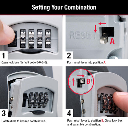Master Lock Key Lock Box for House Keys – Outdoor Portable Combination Lockbox with Resettable 4 Digit Code, Weather Resistant Durable Metal Body, Holds 5 Keys, 5400D Black