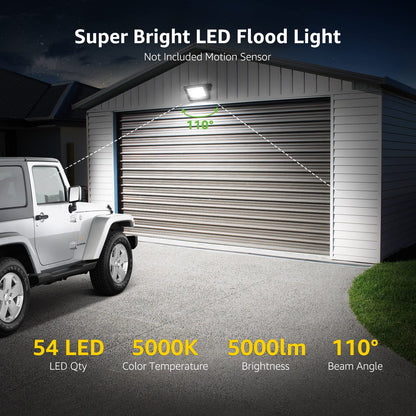Lepro 50W Led Floodlight Outdoor, 5000lm LED Security Lights, 350W Incandescent Lamp Equivalent, Waterproof IP65, Daylight White Outdoor Lights for Garden Backyard [Without Sensor]